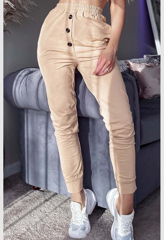 Stone Leah Button Detail Jogger Bottoms