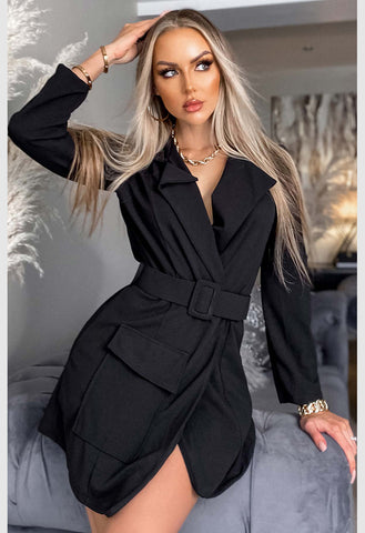 Black Tilly Versatile Belted Blazer Dress