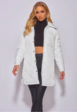 Off White Diamond Quilted Padded Midi Length Jacket