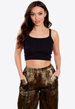 Khaki Wide Leg Elasticated Waist Pants