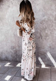 Off White Floral Frill Detail Cold Shoulder Maxi Dress