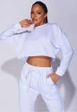 White Oversized Batwing Sleeve Crop Top And Jogger Lounge Set