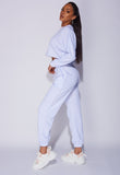 White Oversized Batwing Sleeve Crop Top And Jogger Lounge Set