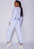 White Oversized Batwing Sleeve Crop Top And Jogger Lounge Set