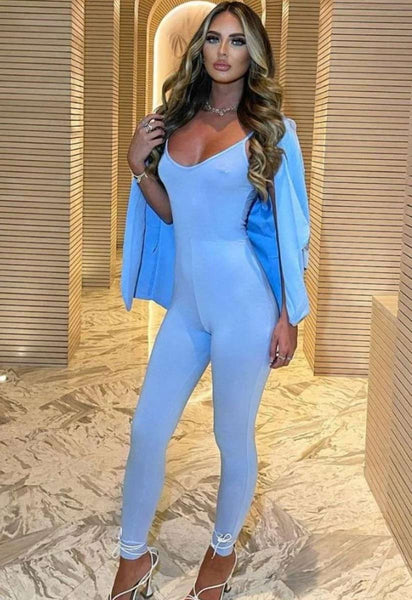 Powder Blue Strappy Jumpsuit