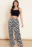 Mono Checkered Wide Leg Elasticated Waist Pants