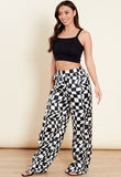 Mono Checkered Wide Leg Elasticated Waist Pants