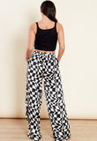 Mono Checkered Wide Leg Elasticated Waist Pants