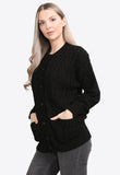 Black Button Up Knitted 2 Pocket Cardigan