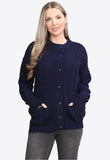 Navy Button Up Knitted 2 Pocket Cardigan