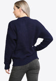 Navy Button Up Knitted 2 Pocket Cardigan