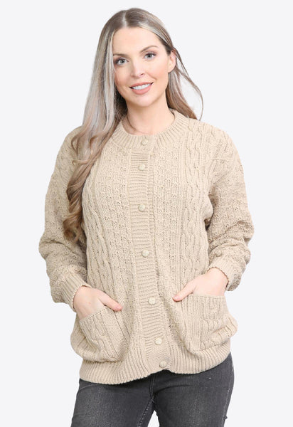 Stone Button Up Knitted 2 Pocket Cardigan