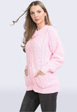 Pink Button Up Knitted 2 Pocket Cardigan