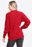 Red Button Up Knitted 2 Pocket Cardigan